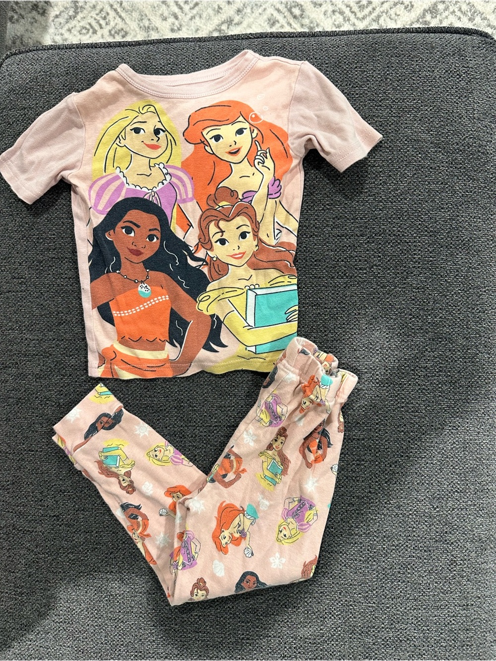 Disney Princess Soft Pink Graphic Pajama Top with Multicolor Prints
